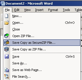 SecureZip intégré à Word
