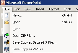 SecureZip intégré à PowerPoint